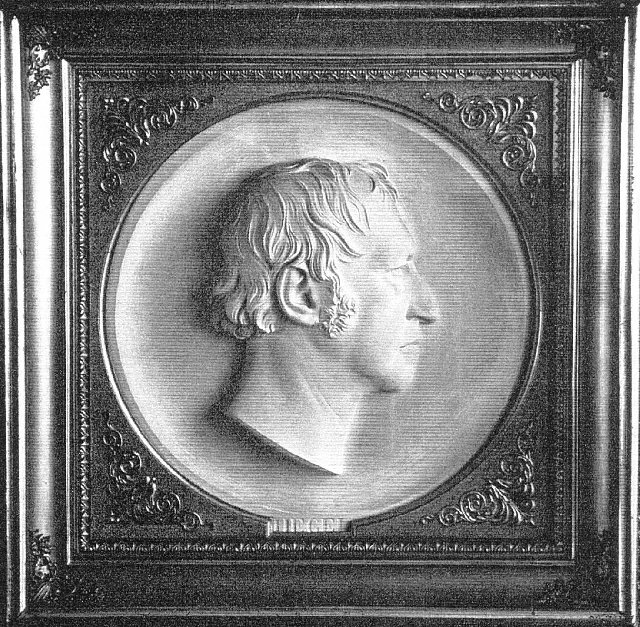 Hegel, bas relief by Fredrich Drake